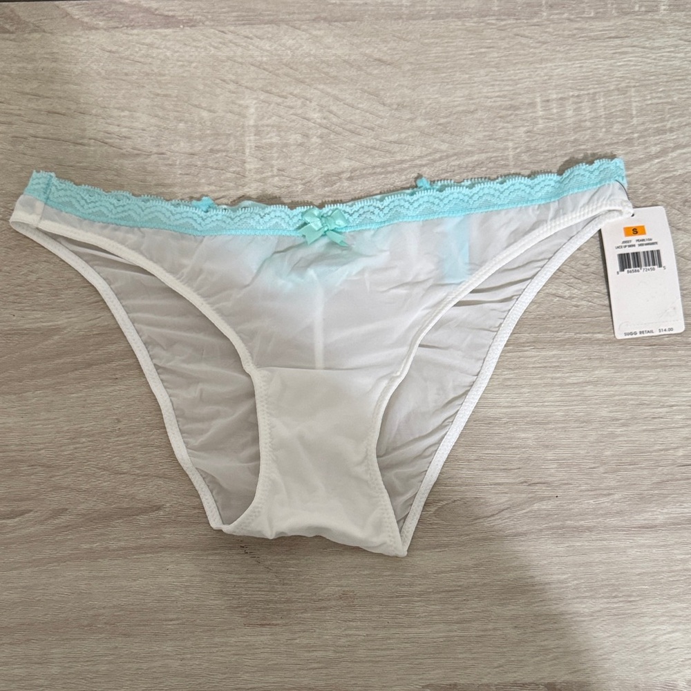 Betsey Johnson White and Light Blue Lace Panties